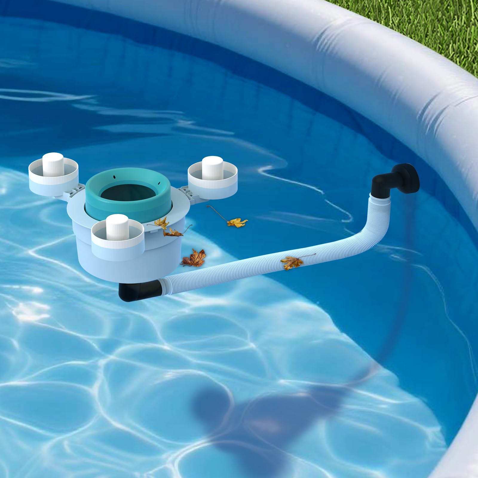 Skimmer galleggiante per piscine fuori terra, skimmer a tre galleggianti con cestello rimovibile, facile da installare, accessori per piscina fuori terra, accessori universali per la pulizia