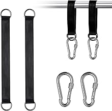 2 Piece Swing Suspension Set - Tear-Resistant Hammock Attachment with Carabiners & D-Rings, Nylon Tree Swing Strap for Hanging Chair, Garden Swing & Outdoor Swing