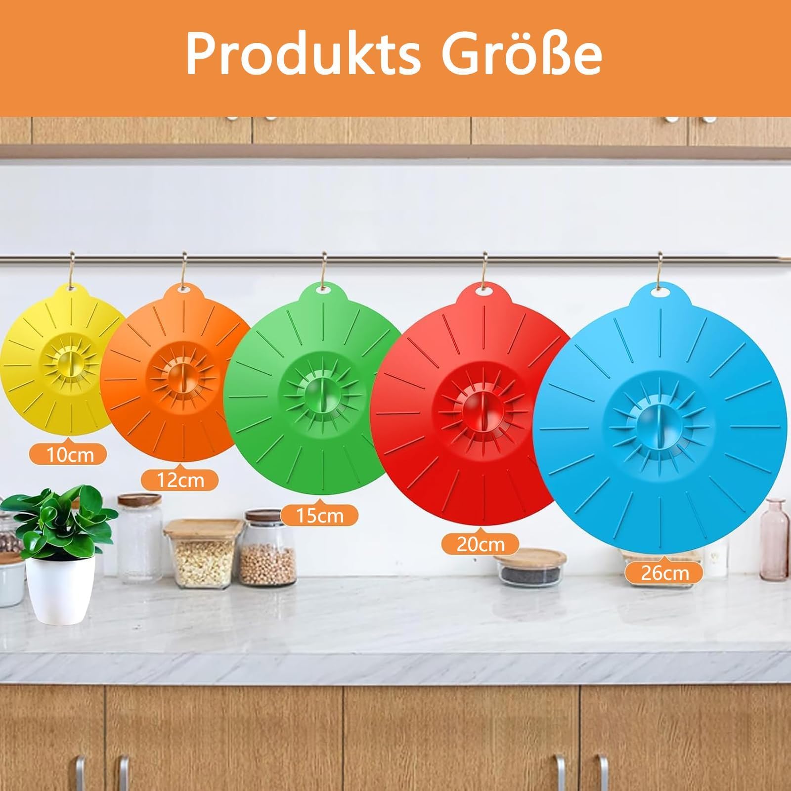 5 Pezzi Coperchi in Silicone, Coperchi Universali in Silicone, Coperchi A Ventosa, Per Ciotole, Tazze, Padelle e Forni a Microonde (Colore Regolare)