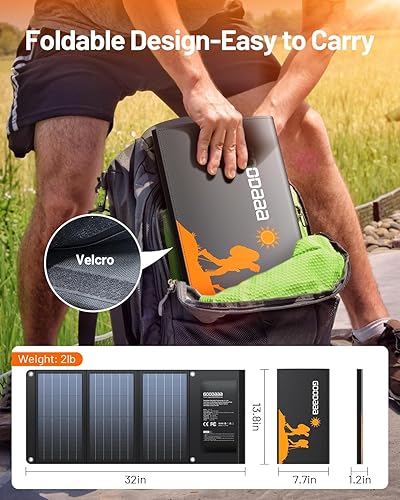 Miniatura 5 de GOODaaa Panel solar portátil de 30 W con tres salidas, cargador solar plegable USB QC 3.0 de carga rápida, paneles impermeables IP65 para