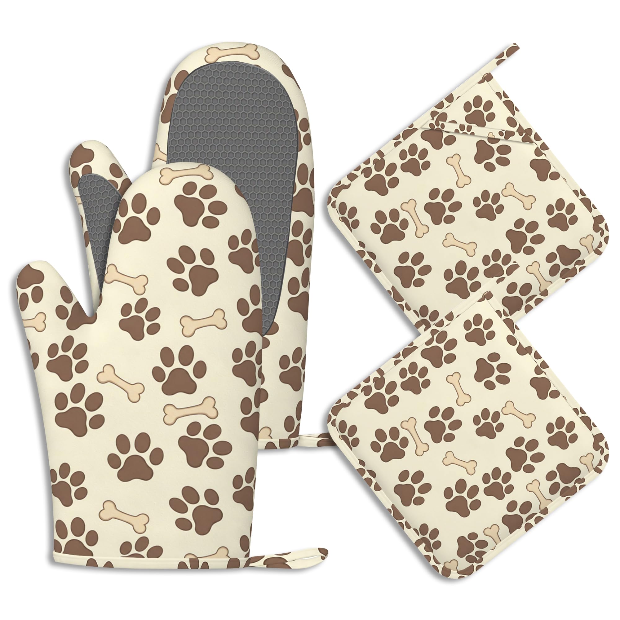 Gants de cuisine en silicone motif pattes, cadeau idéal pour chef