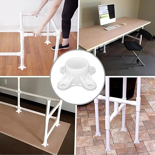 Miniatura 7 de Paquete de 12 bridas de PVC para tubo de PVC de 34 pulgadas, tapones de rosca de mesa para proyectos de soporte de varilla de bricolaje, fabricación