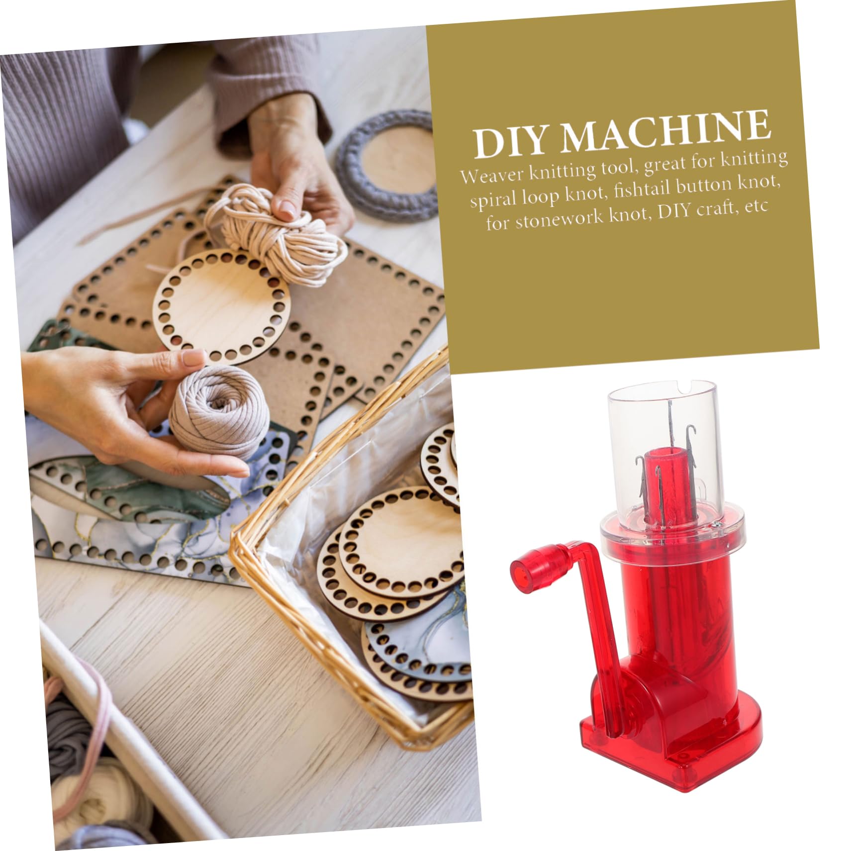 Tofficu Máquina de Tejer Manual de Plástico Roja, Portátil y Fácil de Llevar para Proyectos de Tejido y Creación de Artesanías Hechas a Mano