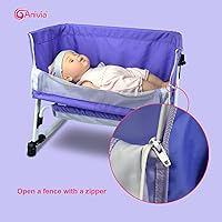 Vista 6 de Mueble de Cama para Muñeca Anivia 2 en 1, Cama de Muñeca y Columpio de Muñeca Juntos para Muñecas Bebé de 18 Pulgadas, Cuna de Muñeca con Fondo