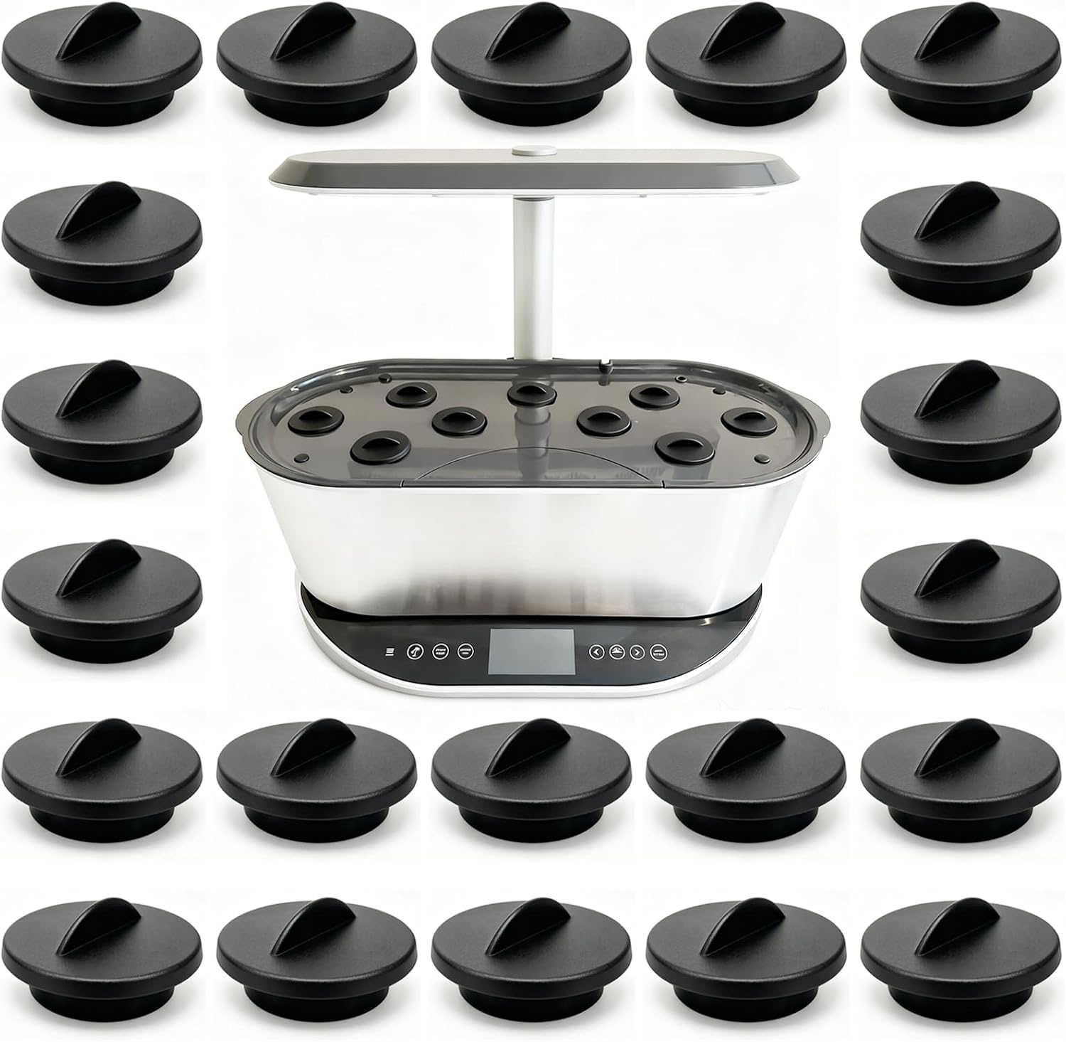 Spacer Cover Caps (20 Pack, Black) Compatible with Aerogarden, Pod Covers Hole Covers for Ahopegarden, Growell Growing System, Plant Spacers Pod Hole Caps Cover Lids for DRYADES, inBloom Herb Gardens