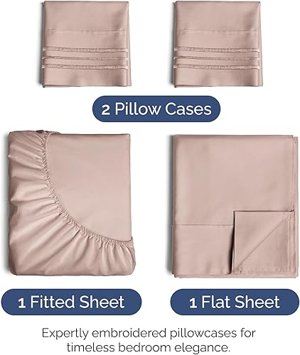 Vista 1323 de Juego de sábanas de 4 piezas tamaño king, extrasuaves, transpirables y refrescantes con esquinas profundas, sábanas de fácil ajuste y sin arrugas