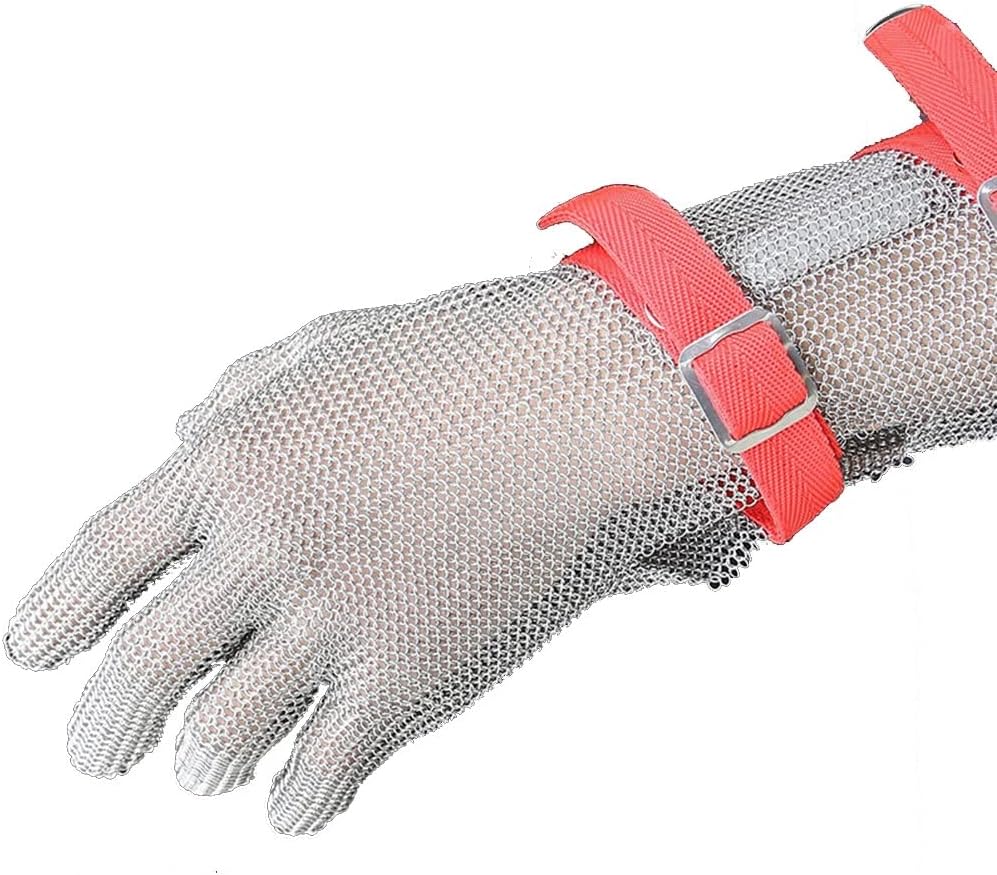 CXKJP Metal Cut Resistant Gloves Arm Protection Safety Work Gloves, Wood Carving Clothing Cutting Labor Insurance Gloves (Color : Arm 22cm, Size : XXL/1 PCS)