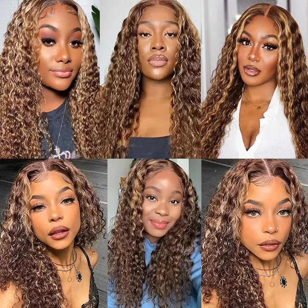 P430 Dark Brown Human Hair Bundles Highlight Kinky Curly Human Hair 18 20 22 Inch Two Tone P430 Chocolate And Brown Bundles Double Weft For Black Women Brown Curly Wave Bundles Extension