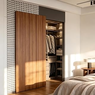 38 Inch Concealed Sliding Barn Door Hardware Kit with Soft Close, Invisible Wall Mount Track System, Fits 30"-34" Opening, Heavy Duty Aluminum, Door Not Included (Door Needs Groove)