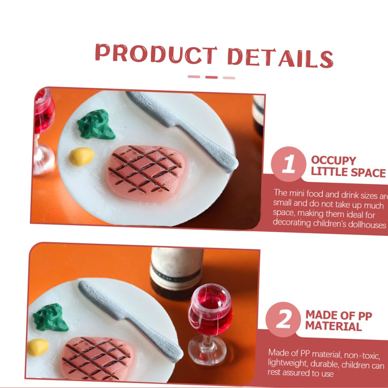 Kotkiddy - Lot De 6 Mini Ustensiles Pour Maison De Poupée | Nourriture Jouet Réaliste | Accessoires Cuisine Miniature