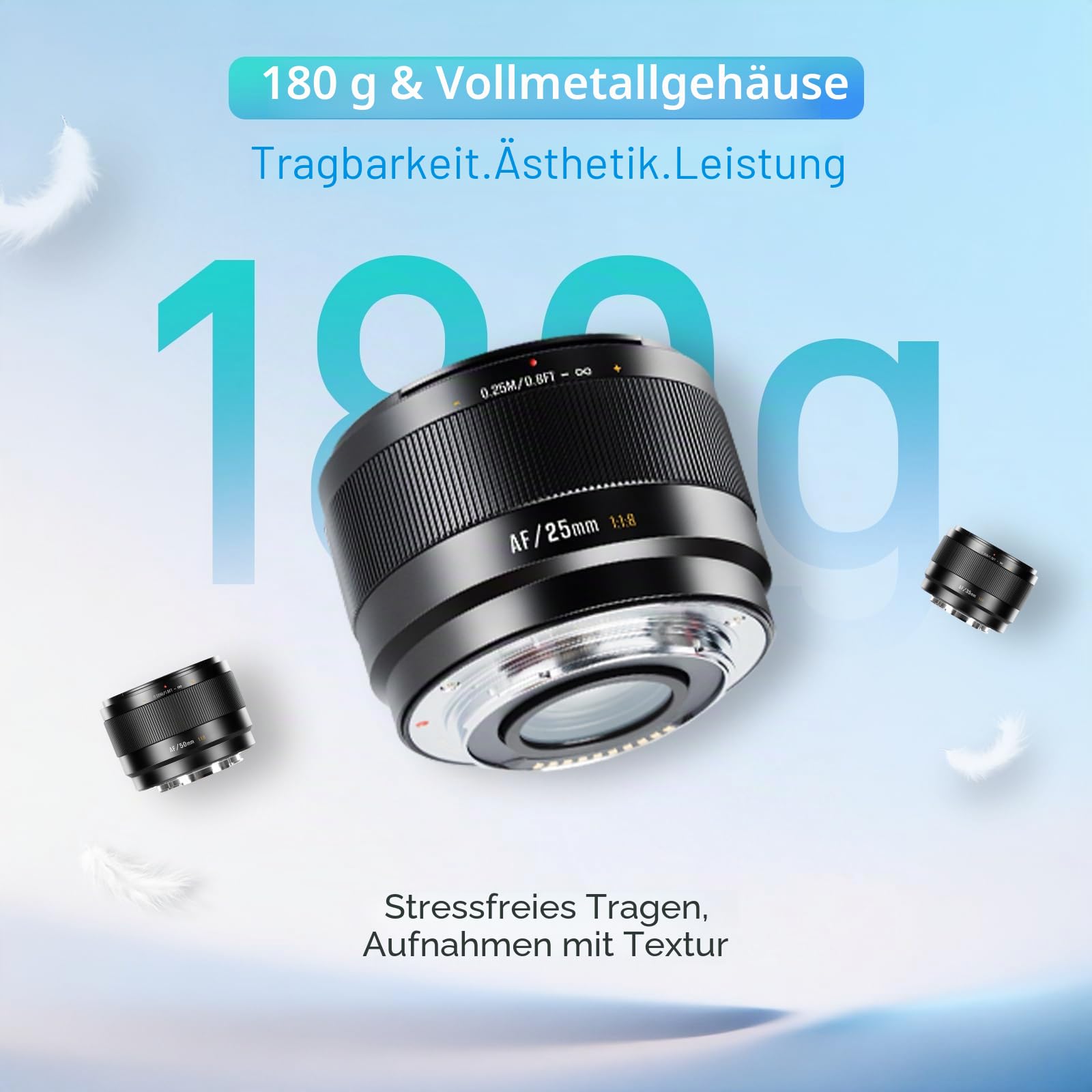 7artisans AF 25mm F1,8 APS-C E-Objektiv, 180g, große Blende, Autofokusobjektiv mit Gesichts-/Augenerkennung, kompatibel mit Sony E Mount A6000/A5000/A3000/A6700