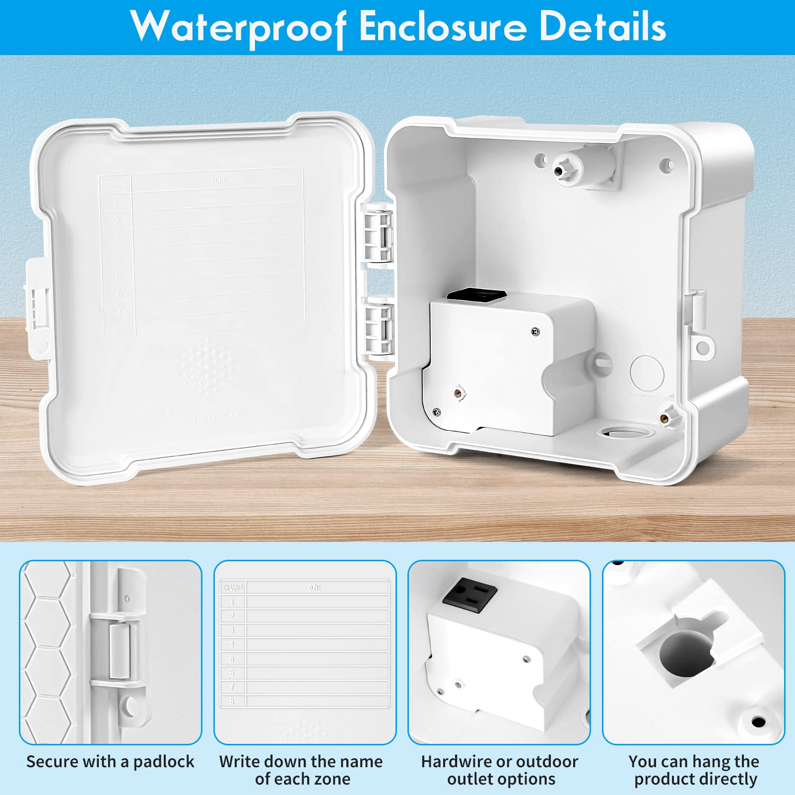 ImoLaza Scatola di controllo per irrigatore impermeabile, resistente alle intemperie per controller ImoLaza, compatibile con 4 zone, 6 zone, 8 zone, 12 zone, 16 zone