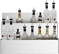 Vista 7 de Riel de velocidad de doble nivel de acero inoxidable, organizador versátil de botellas de licor de 48 pulgadas. Almacenamiento eficiente de botellas