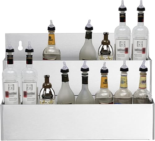 Miniatura 7 de Riel de velocidad de doble nivel de acero inoxidable, organizador versátil de botellas de licor de 48 pulgadas. Almacenamiento eficiente de botellas