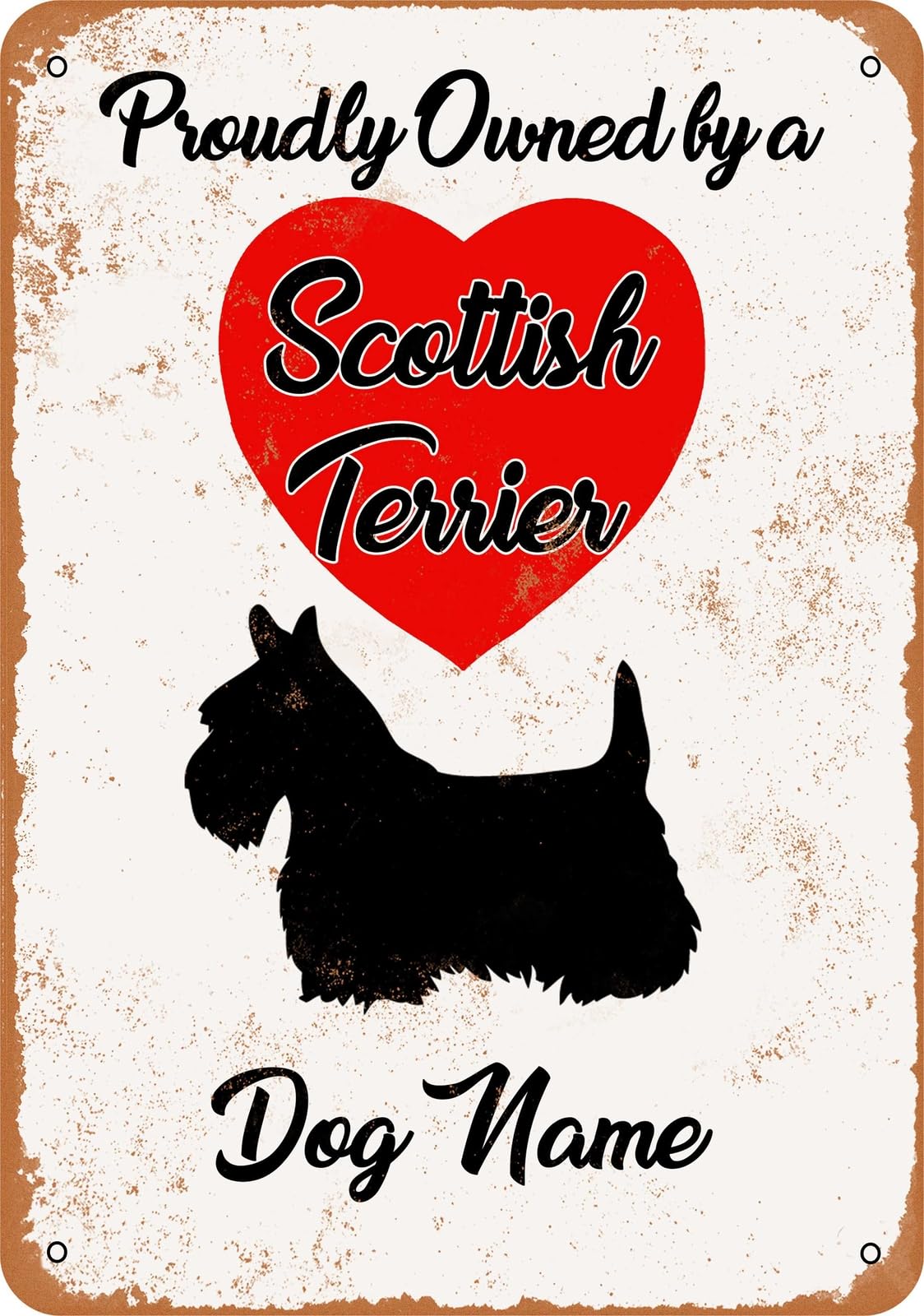 Miaomansenstore Metal Sign - Custom Dog Name - Scottish Terrier 3 - Vintage Look Home Decor