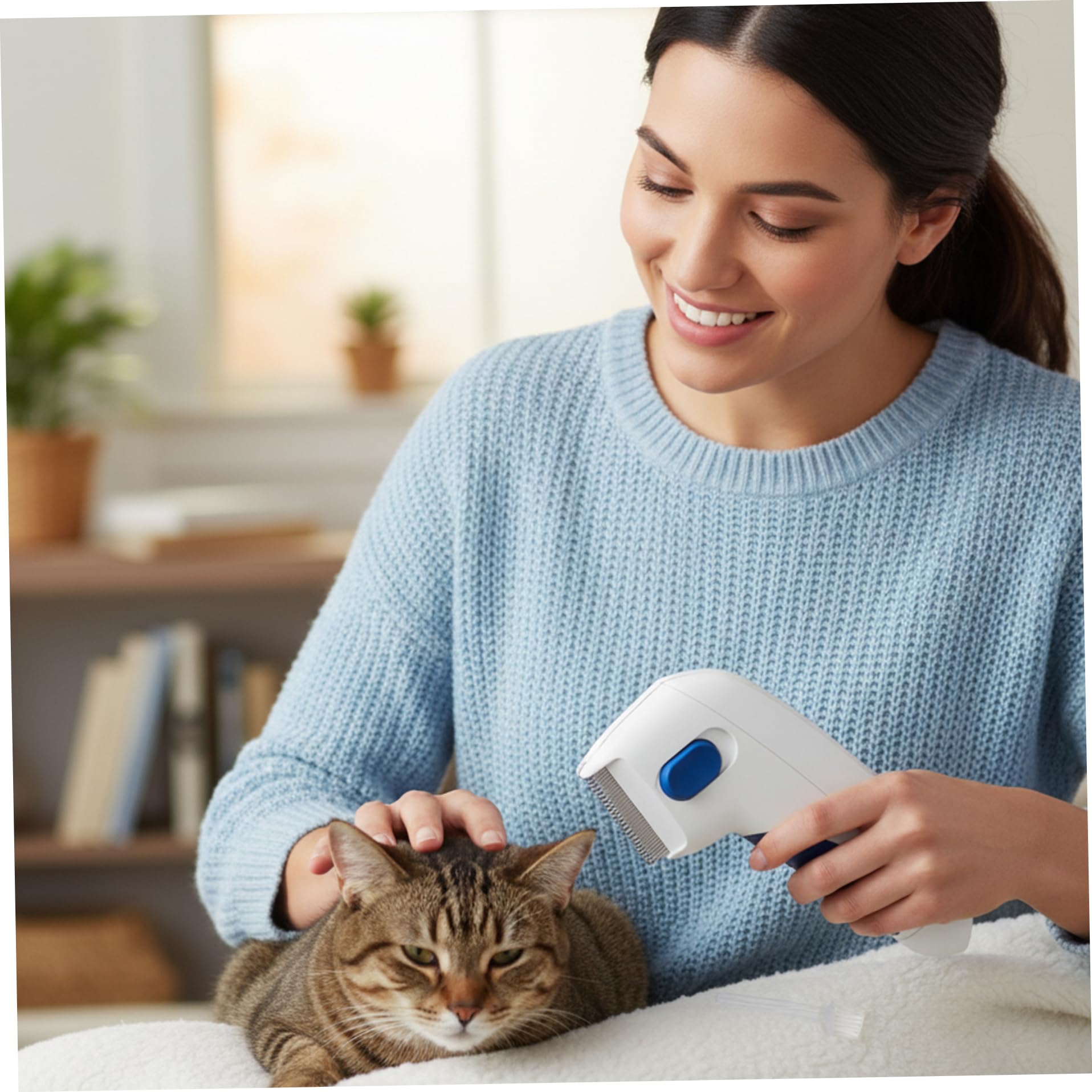 Peine antipulgas eléctrico para gatos y perros, cepillo antipulgas suave y cargado, limpiador piojos eficaz para mascotas de pelo largo corto, herramienta de aseo segura para el cuidado de m