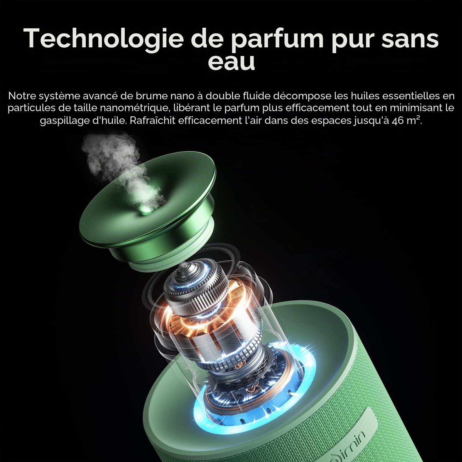 Diffuseur d'huiles essentielles sans fil sans eau – Double mode maison/voiture avec démarrage automatique, réglage du parfum fort/léger, désodorisant pour bureau, voiture, compatible avec bouteilles