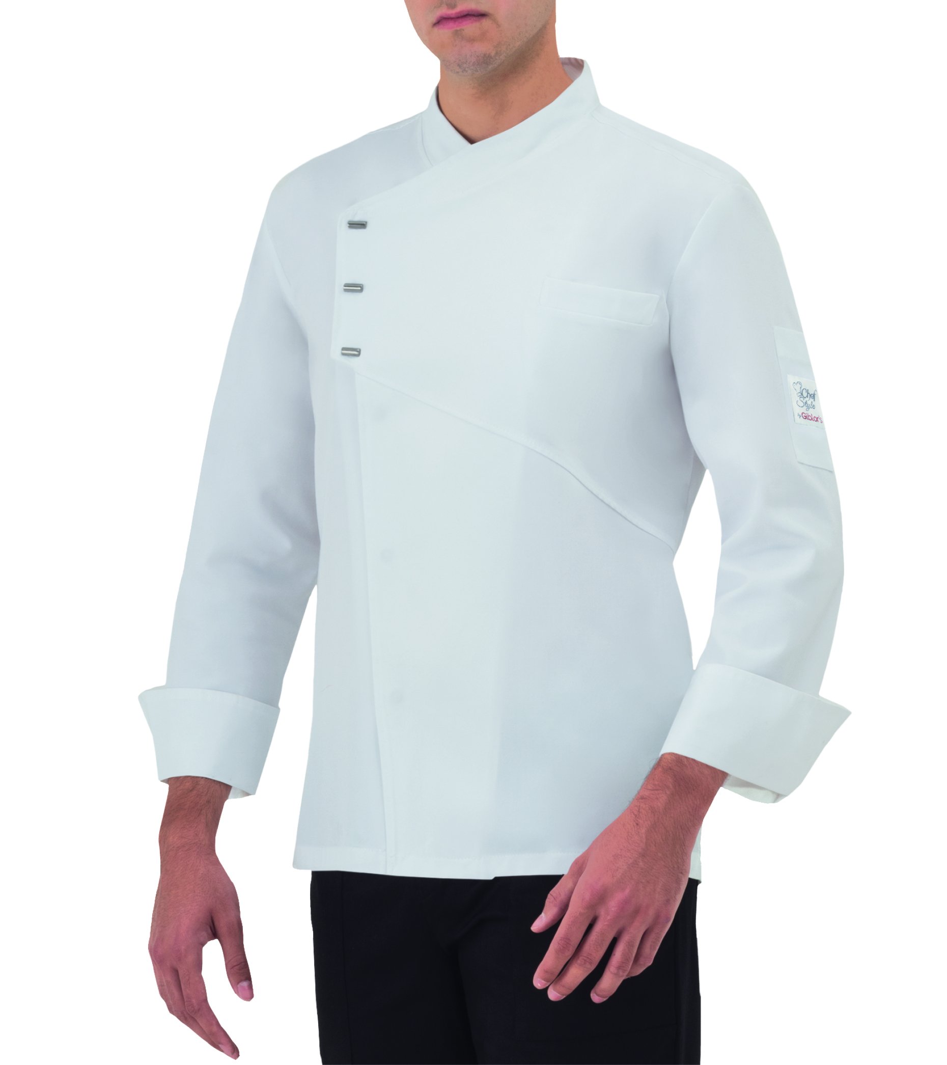 GIBLOR'S Art. 20P08G958 Chaqueta de cocinero Emanuel con botones a presión color azul, alta calidad, novedad 2020, Color blanco., S