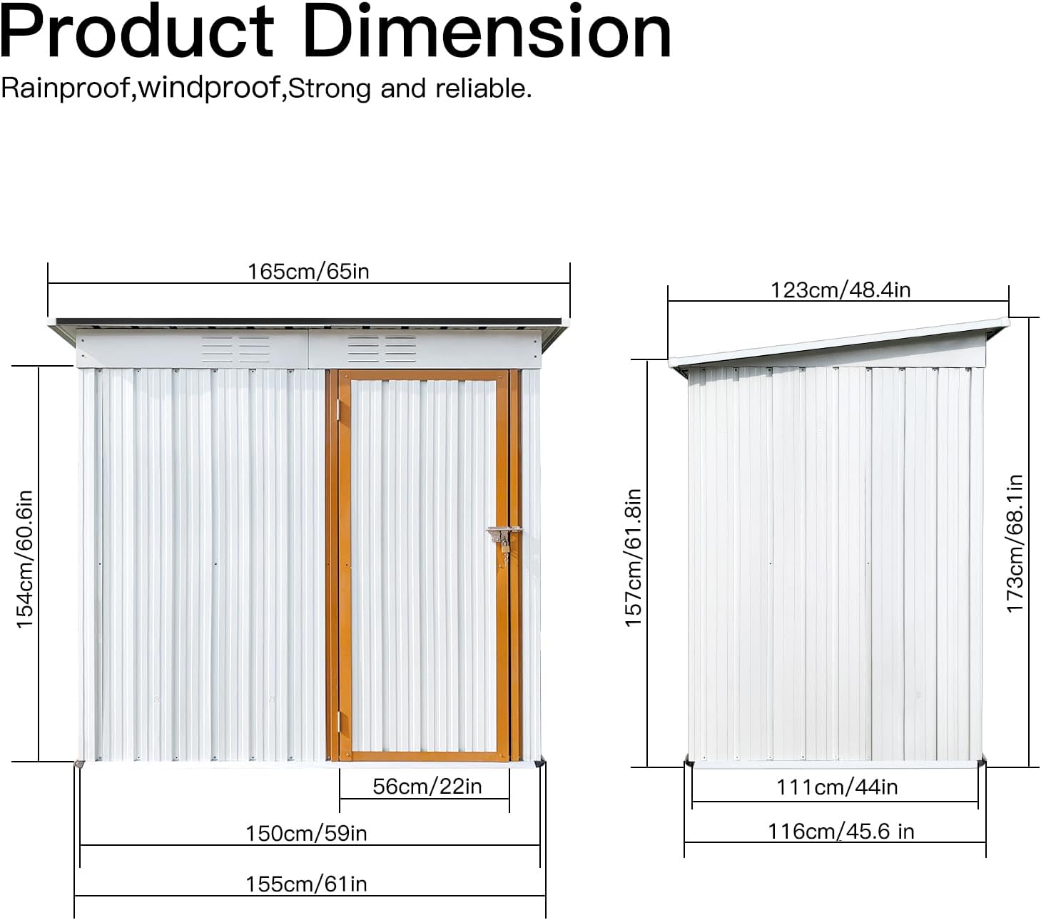 Metal Garden Sheds 5ftx4ft Outdoor Storage Sheds White+Yellow