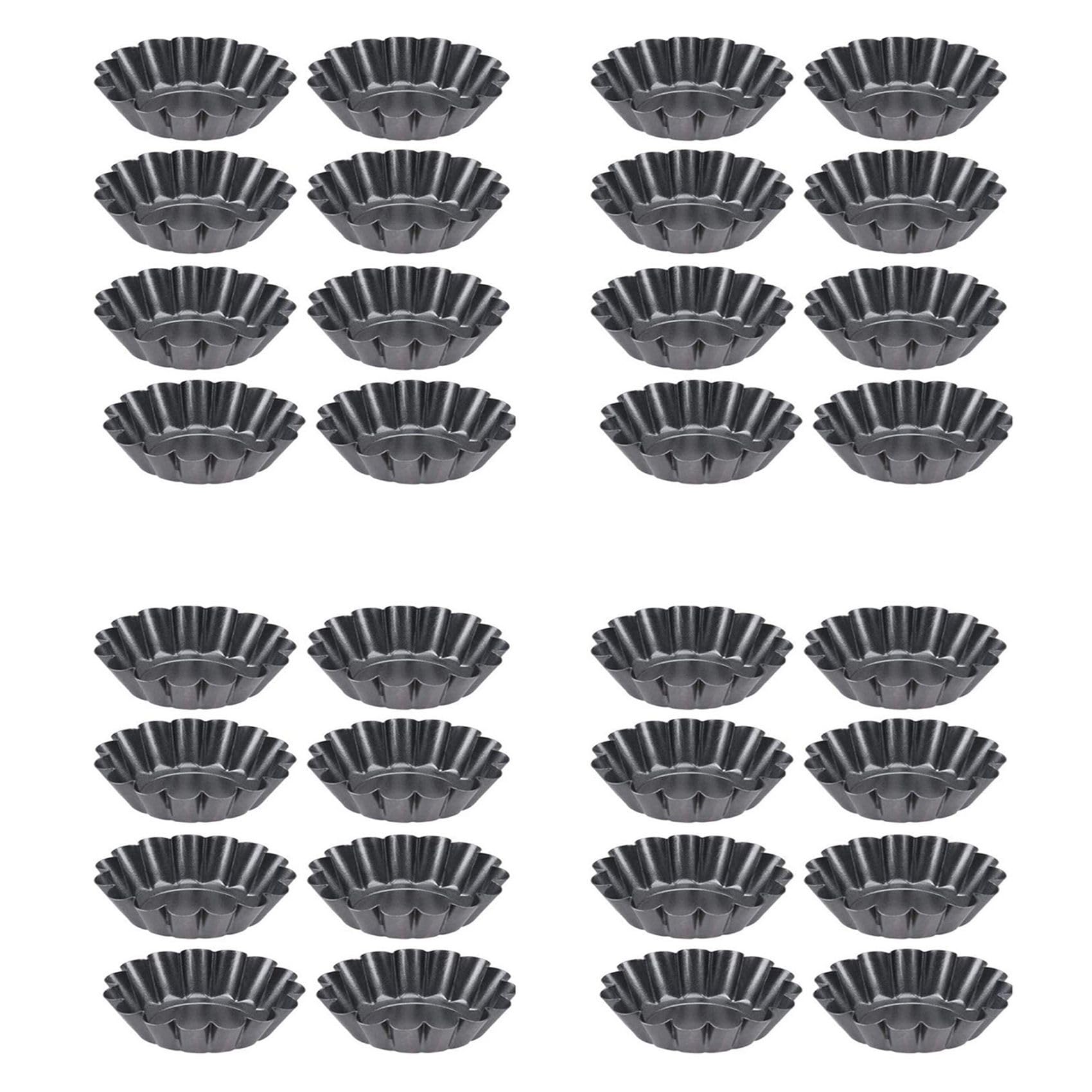 Hndhbfgrt Non-Stick Tart Quiche Flan Pan Mold Muffin Cup Pie Pizza Cake Mold Cupcake Egg Tart Tartlet Baking Mold 32Pcs