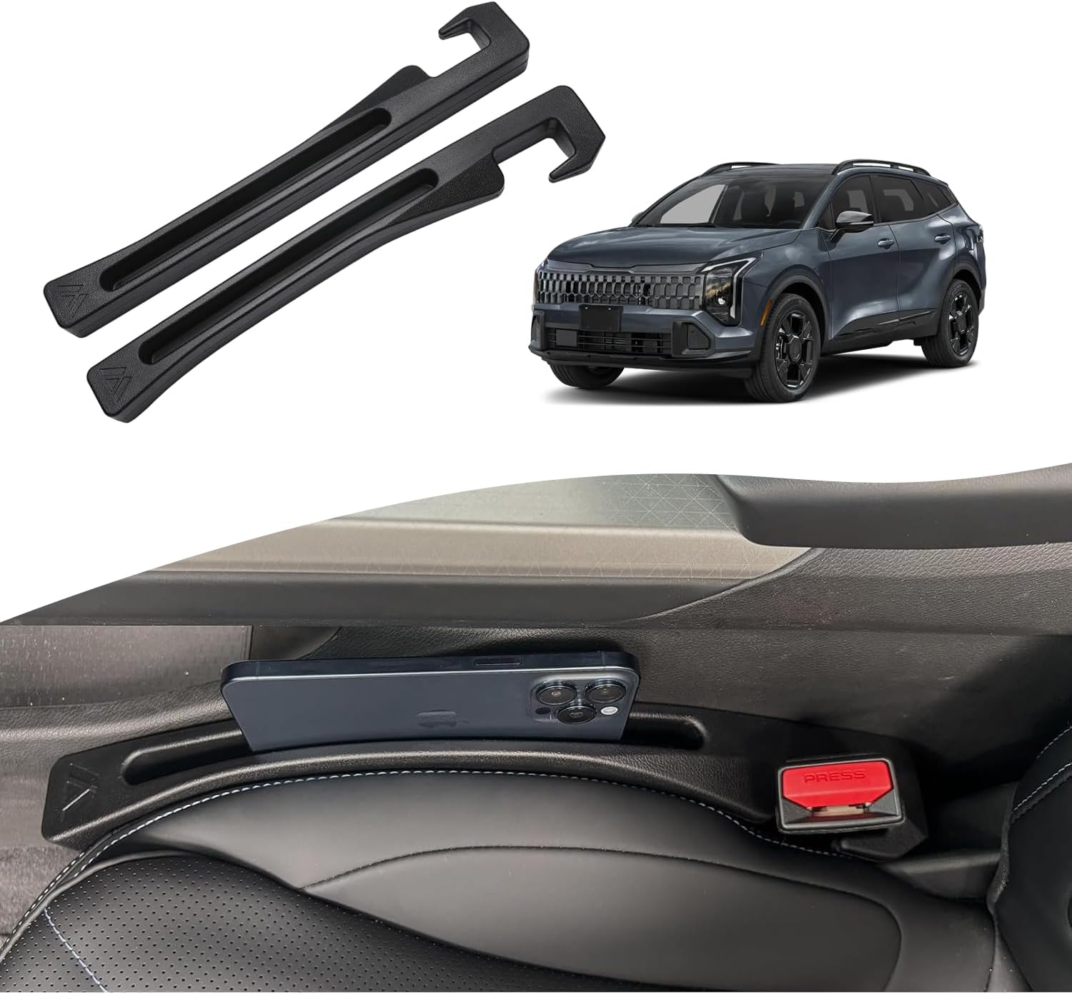 Seat Gap Filler for Kia Sportage 1995-2026 Black Pack of 2