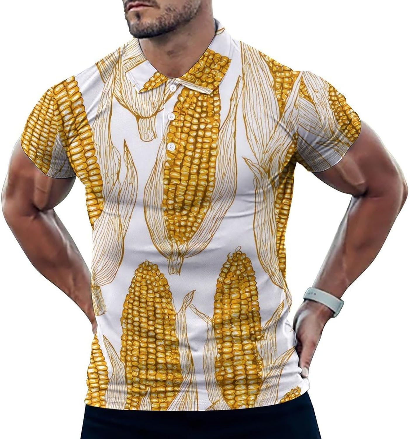 Yellow Corn Golf Polo Shirts for Men Casual T Shirts 5X-Large