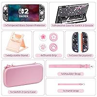 Vista 3 de BRHE Cute Travel Carrying Case for Nintendo Switch 2 (2025) Accessories Kit with Protective Cover, Glass Screen Protector, Adjustable Stand and