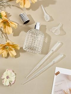 1Pcs Silver Glass Spray Bottles, 50ml Dispensing Perfume Kits Spray Bottles Plastic Spring Trasfer Pipettes & Dropper & Funnel Hopper for Cosmetic Essential Oils Cleaning, 5.55x3.85x9.85cm