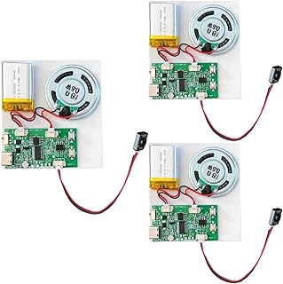 USB Soundmodul Bespielbar MP3 mit Lautsprecher - 3 Stück Recordable Voice Module, Musik Sprachaufzeichnungsmodul mit Aufladbarer Akku & Kabel für DIY Karten, Geschenke, Spielwaren
