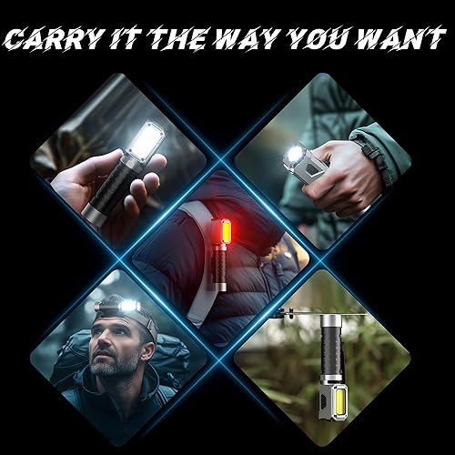 Miniatura 9 de Anhay Linterna recargable 2000LM EDC linterna con luz roja verde 5 modos brillante linterna LED potente linterna magnética y mini luz flash para