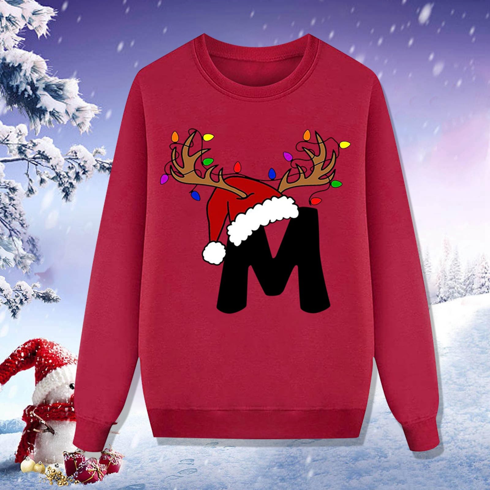 Generisch Weihnachtspullover Familie Set Damen Herren Kinder A-Z Letter Lustig Weihnachtspulli Ugly Rentier Pullover Weihnachts Rundhals Pulli Christmas Unisex Sweater