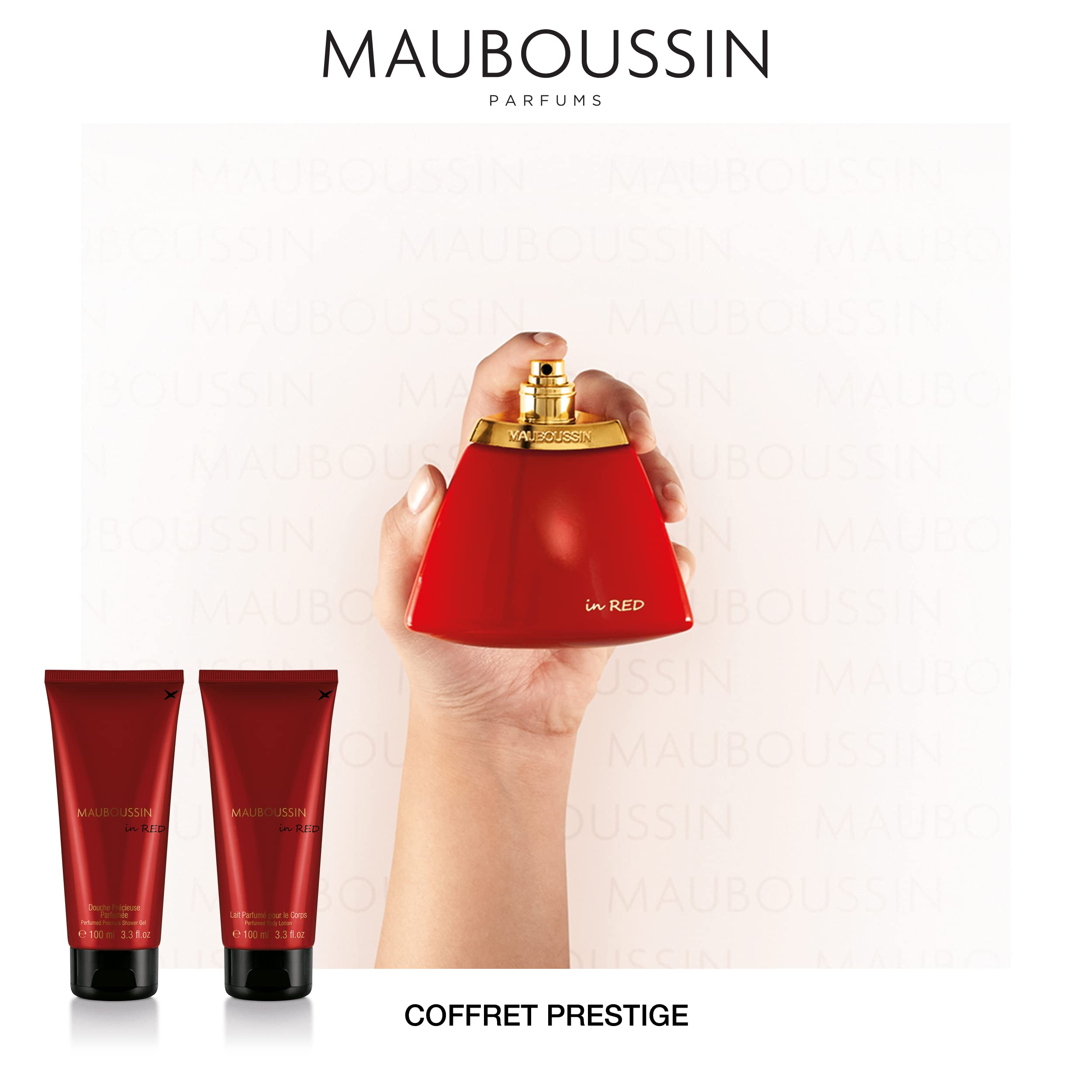 Mauboussin - Estuche Prestige 2022 In Red - Eau de Parfum 100 ml, ducha preciosa 100 ml, leche perfumada de 100 ml y bolsa de aseo
