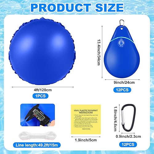 Miniatura 2 de Hungdao Paquete de 12 almohadas inflables para piscina con gancho, de 4 pies, de PVC, a prueba de fugas, bolsas de agua colgantes, lona de invierno