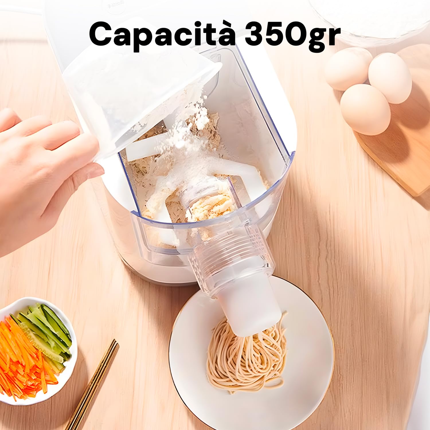 Avilia Macchina per Pasta Elettrica 200W con 12 Stampe per Vari Formati - Impasto Rapido 3 Min, Pasta Pronta in 10 Min - Capacità 350g in omaggio raschietto per la pulizia -