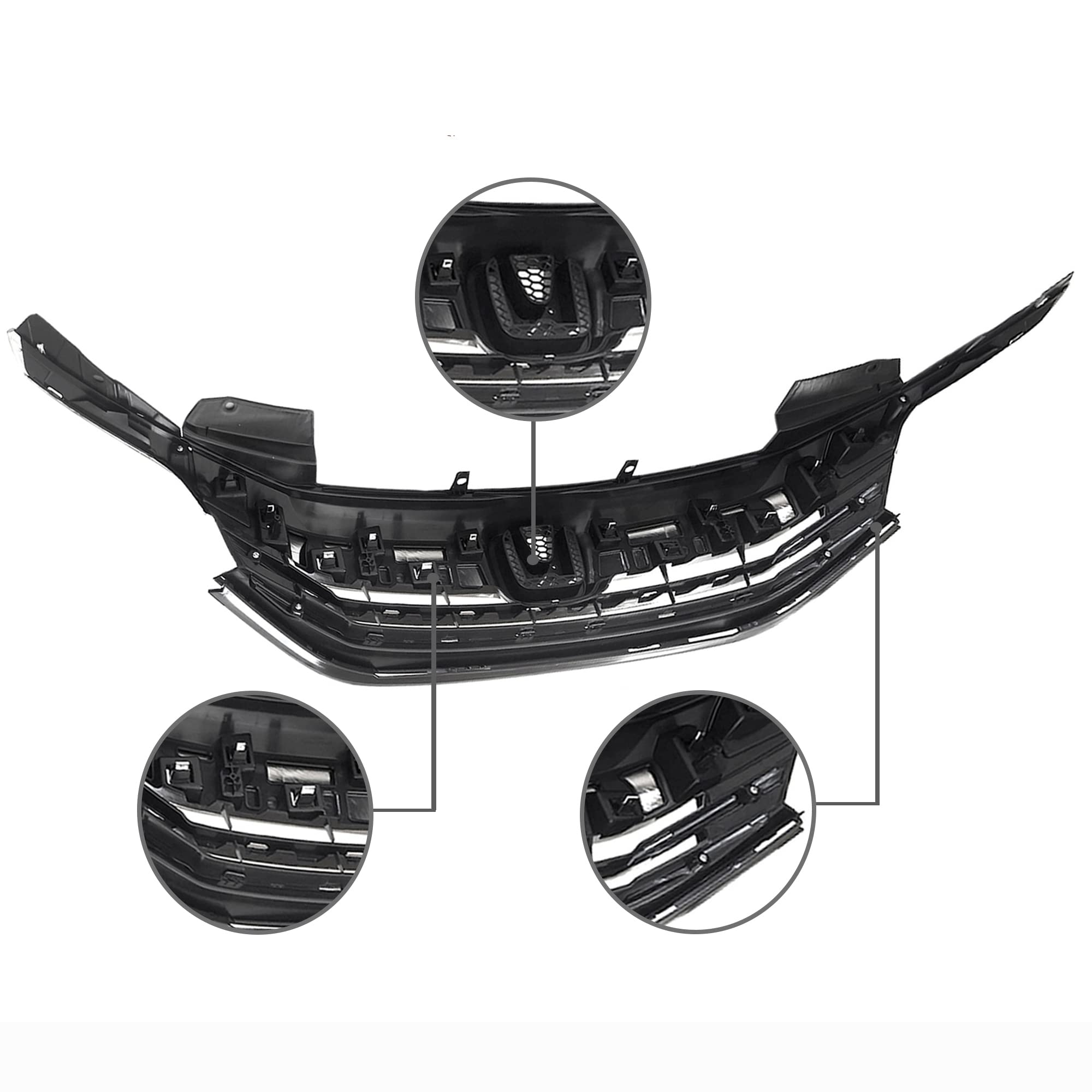 Amazon.com: PartsFlow Front Bumper Grille Black With Chrome Grill