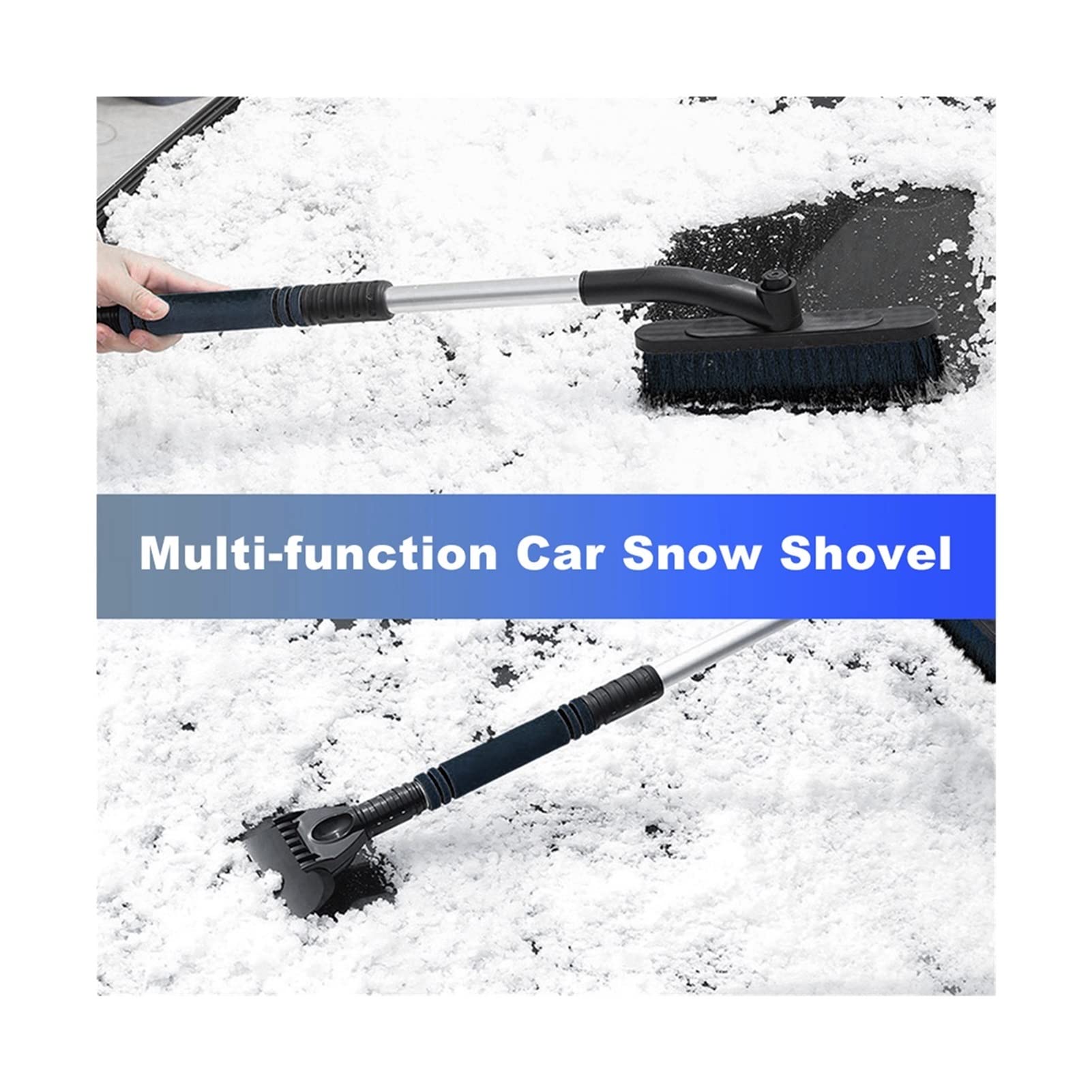 Brosse à Neige pour Pare-Brise Déneigement Pelle à Glace Grattoir à Glace Brosse de Nettoyage de Voiture Brosse de Pelle à Neige pour Pare-Brise Automatique Extensible Grattoir à Glace d'hiver Eli T