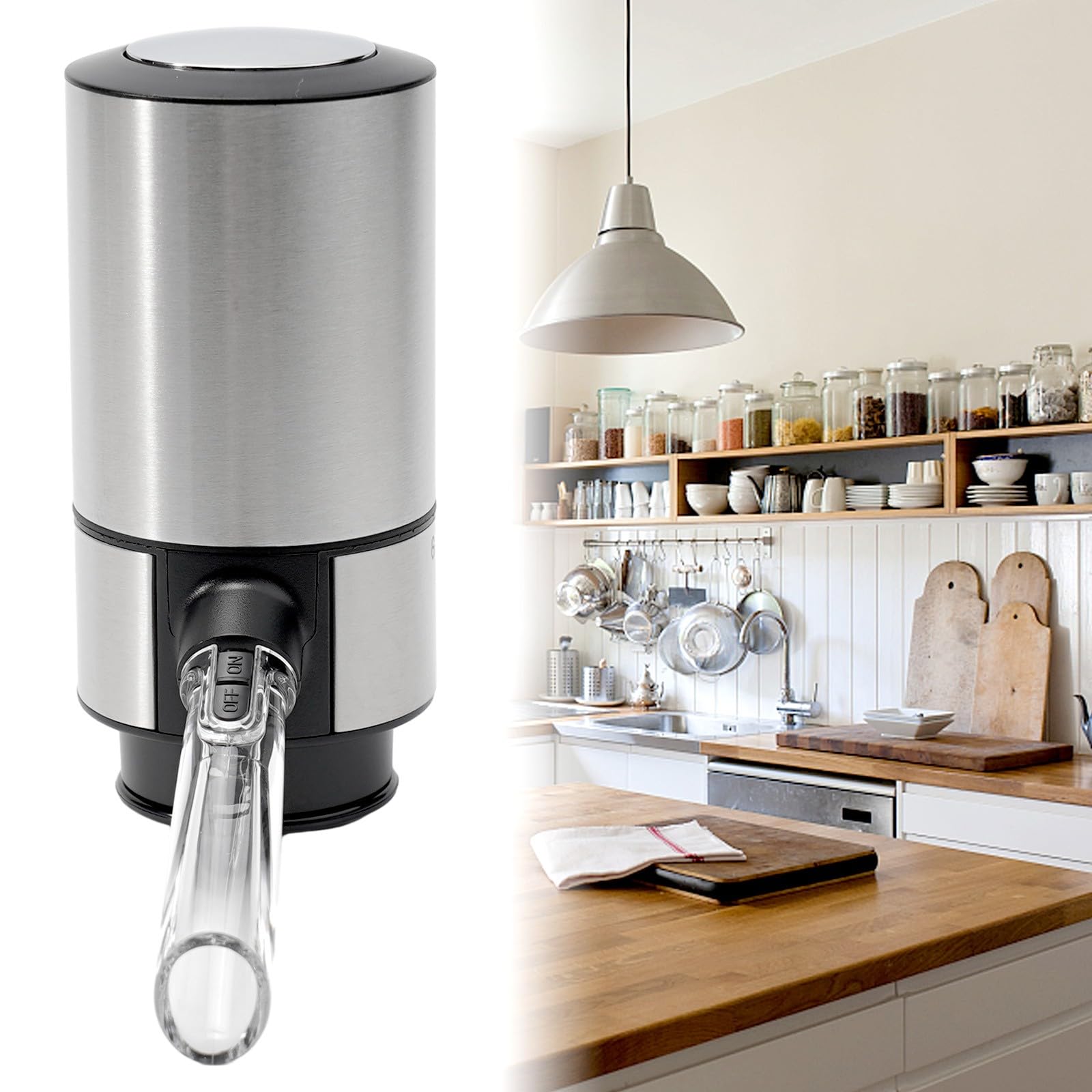 Aérateur de vin électrique automatique en acier inoxydable acrylique Décanteur rapide pour bar, fête, cuisine, noir argenté
