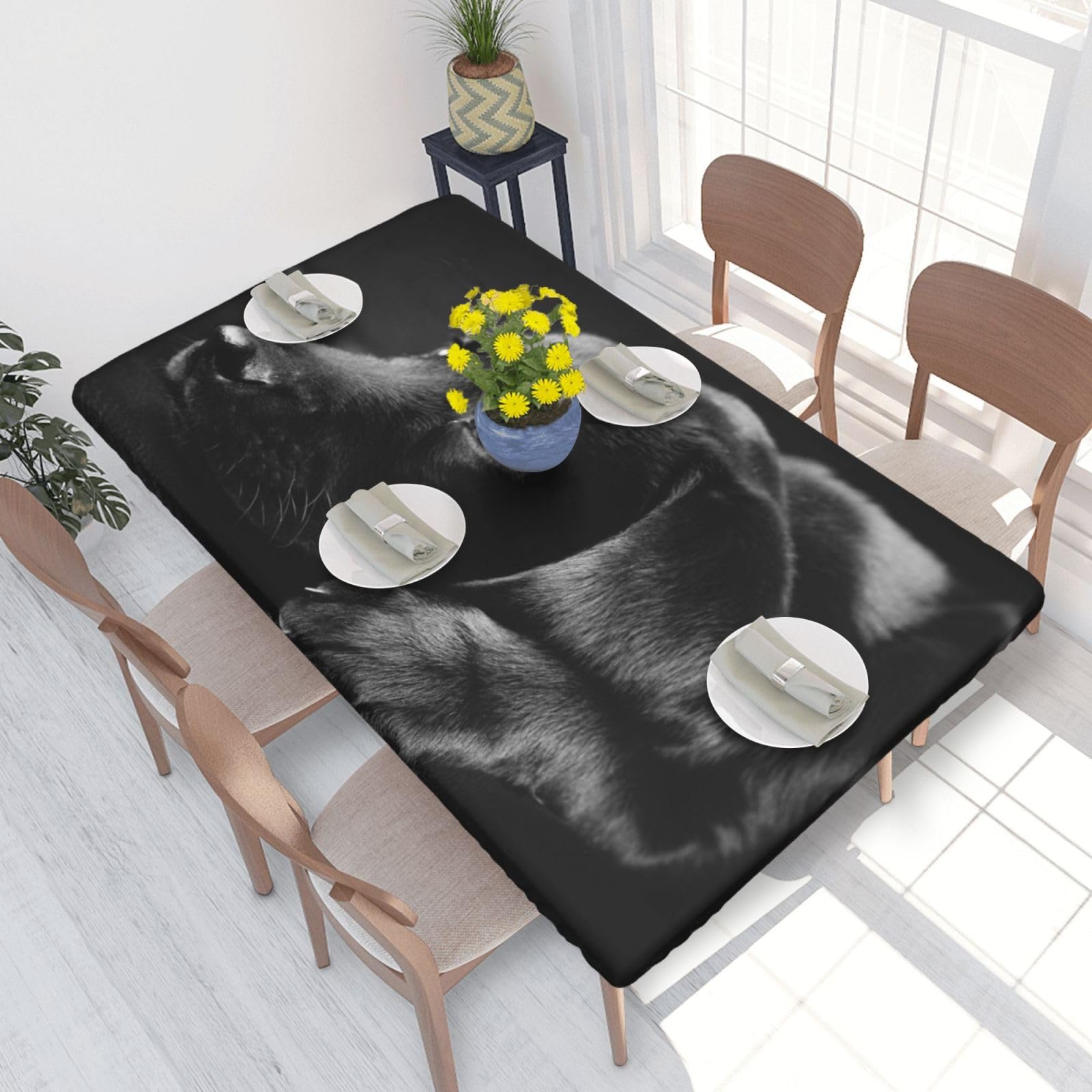 BNVSADC puppies dog Printed 4FT Tablecloth 122x76 CM Polyester Kitchen Water Resistant Table Cloth Dining Table Decoration Table Covers