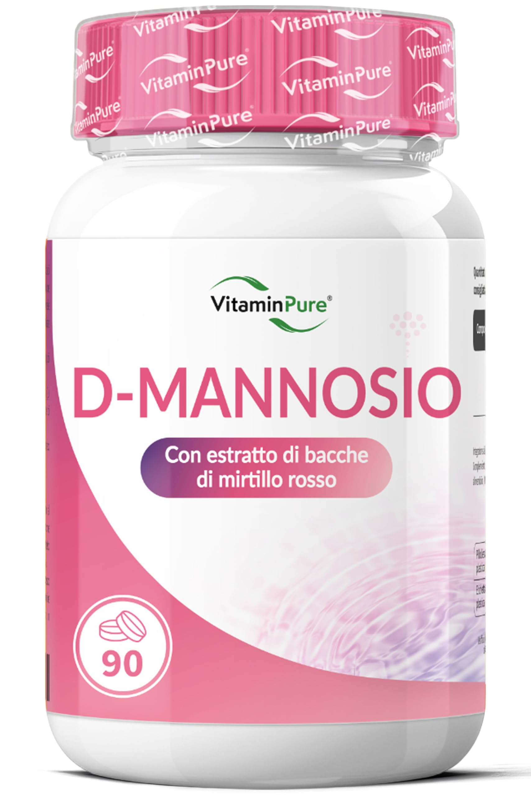 D Mannosio Puro 2000mg, Integratore Mannosio con Mirtillo Rosso per il Benessere delle Vie Urinarie - VitaminPure