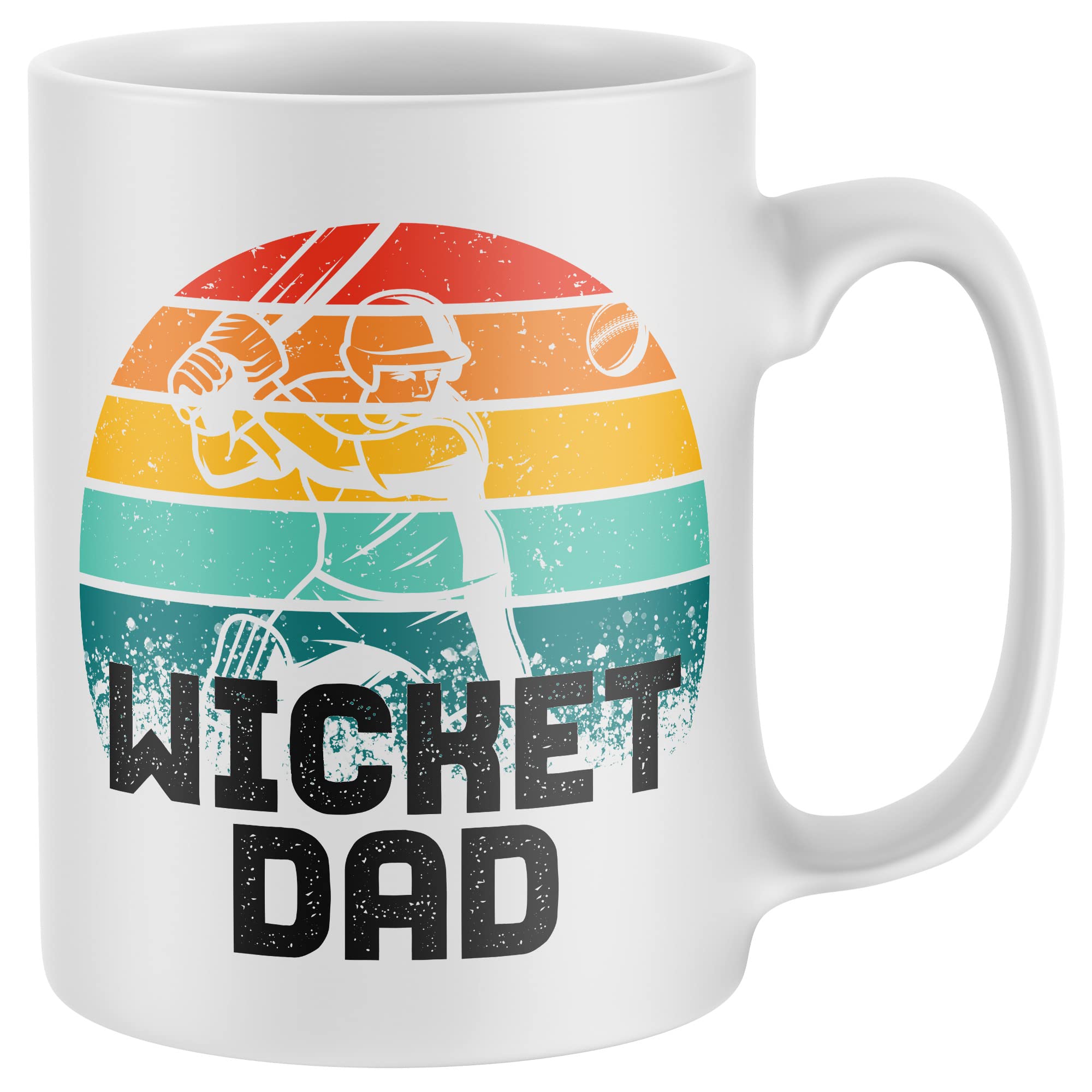 Purple Print House Vintage Wicket Dad Mug, Gifts for Dads who Love the Cricket, Vintage Birthday Items, Coffee Mug, One Size, White