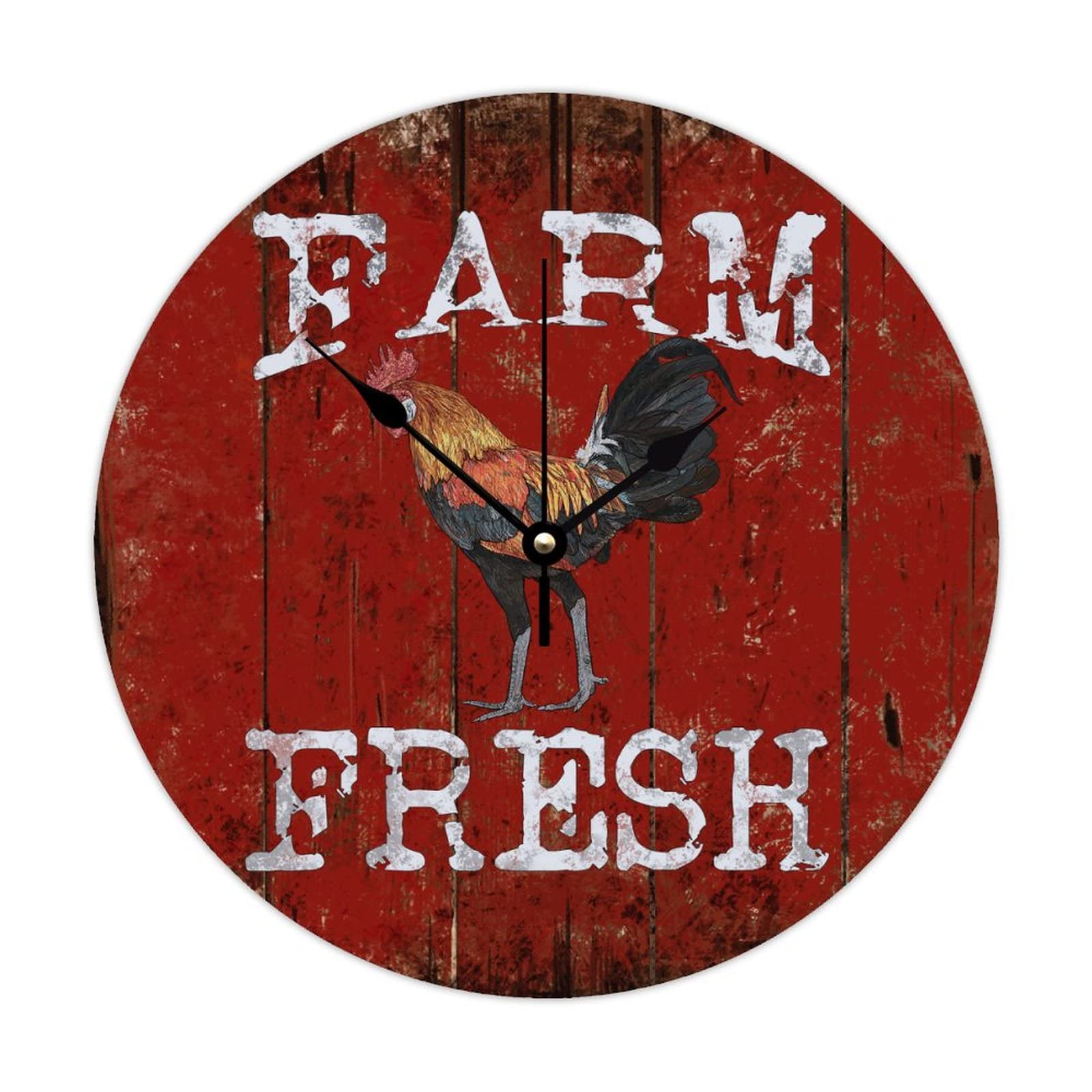 Horloge murale en bois coq de 38 cm silencieuse pour cuisine et salon
