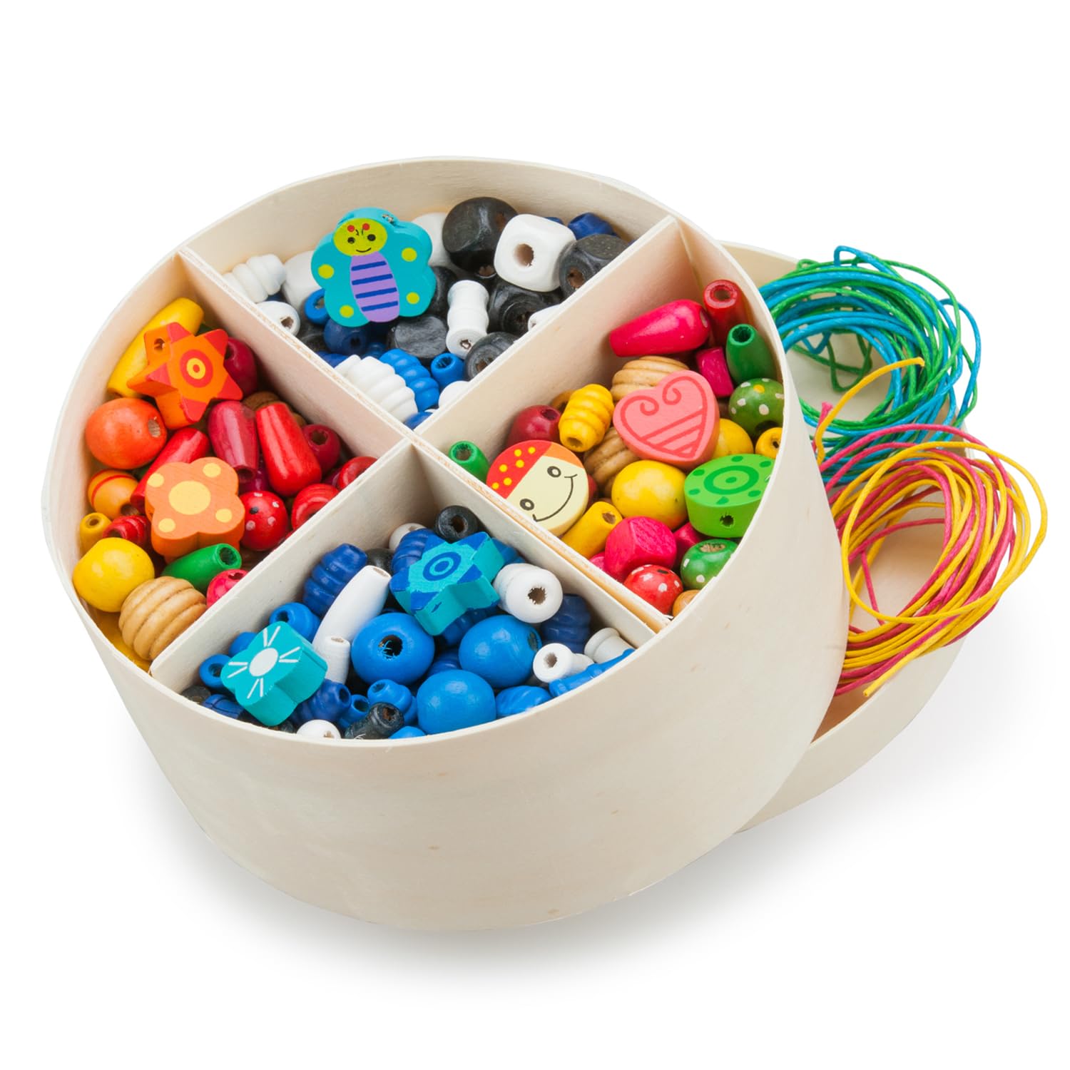 Woet® Wooden Lacing Beads Set 640 Pieces, Threading Toy with 8 Cords, Kids Craft Kit, Montessori Fine Motor Skills, Hand Eye Coordination, Pattern Learning, Preschool Activity, Age 3 Years +