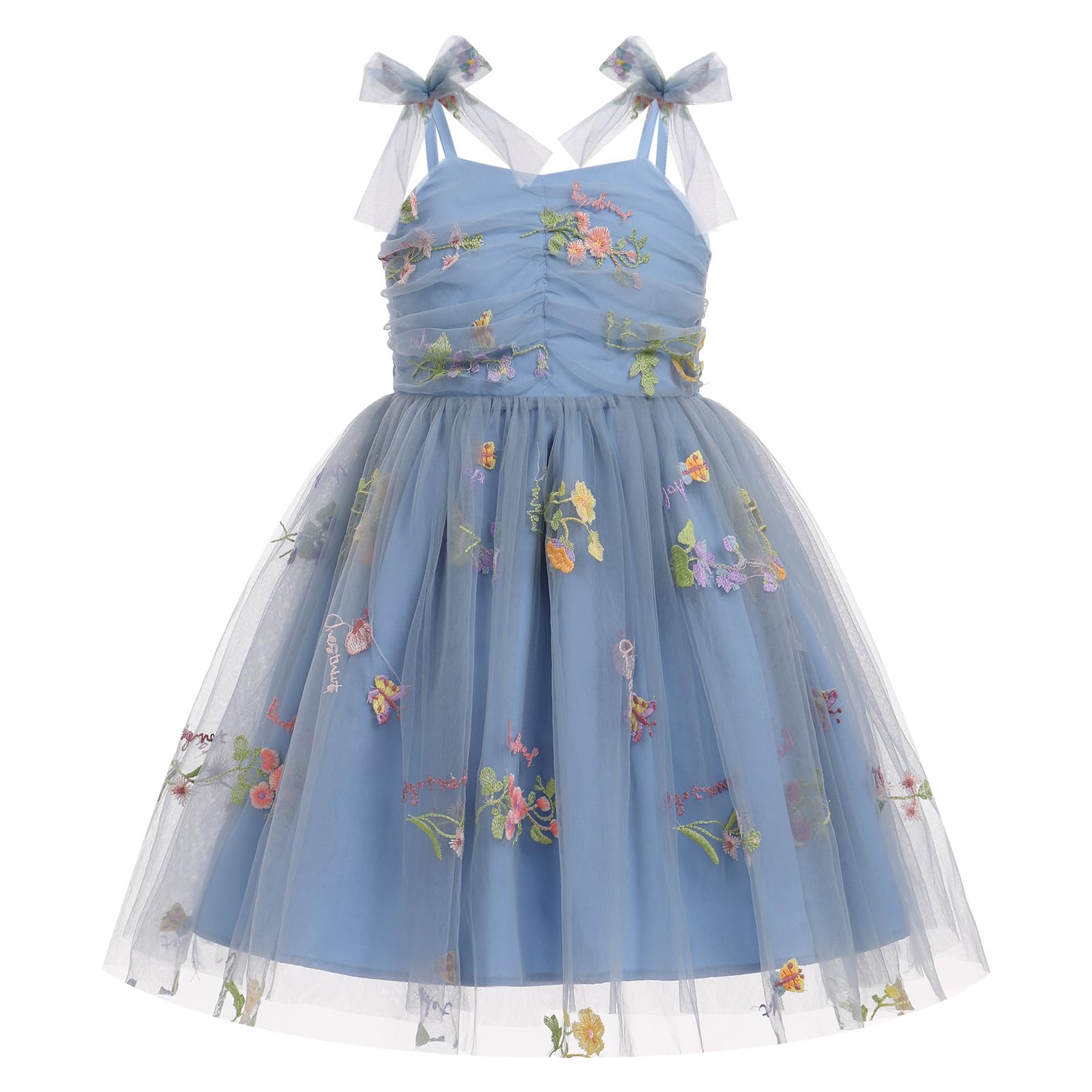 ODASDO Baby Girls Birthday Party Dress Toddler Kids Bowknot Spaghetti Straps Tulle Tutu Princess Dress