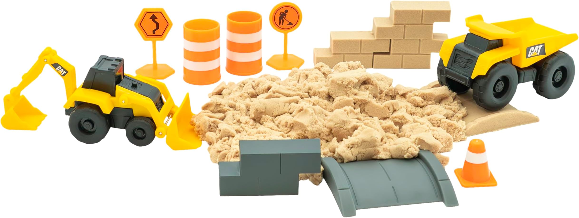 Construction Toys, Dig N' Build Dirt Playset with 10 Oz of Compound, 2 Little Machine Vehicles, Ages 3+
