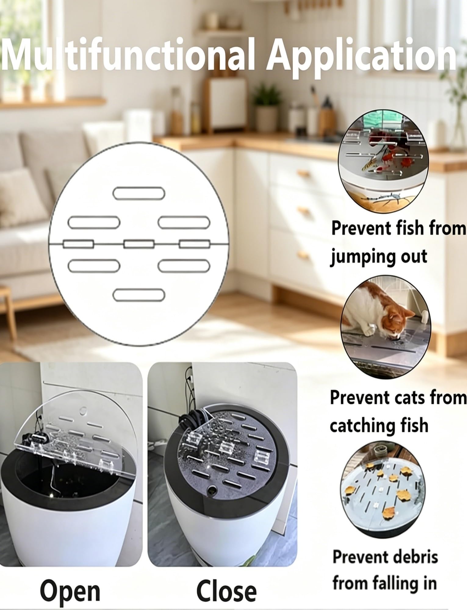 Genérico Cubierta de Acuario acrílica Redonda Gruesa de 3mm, Panel Superior de pecera Personalizable,(55cm/21.65in)