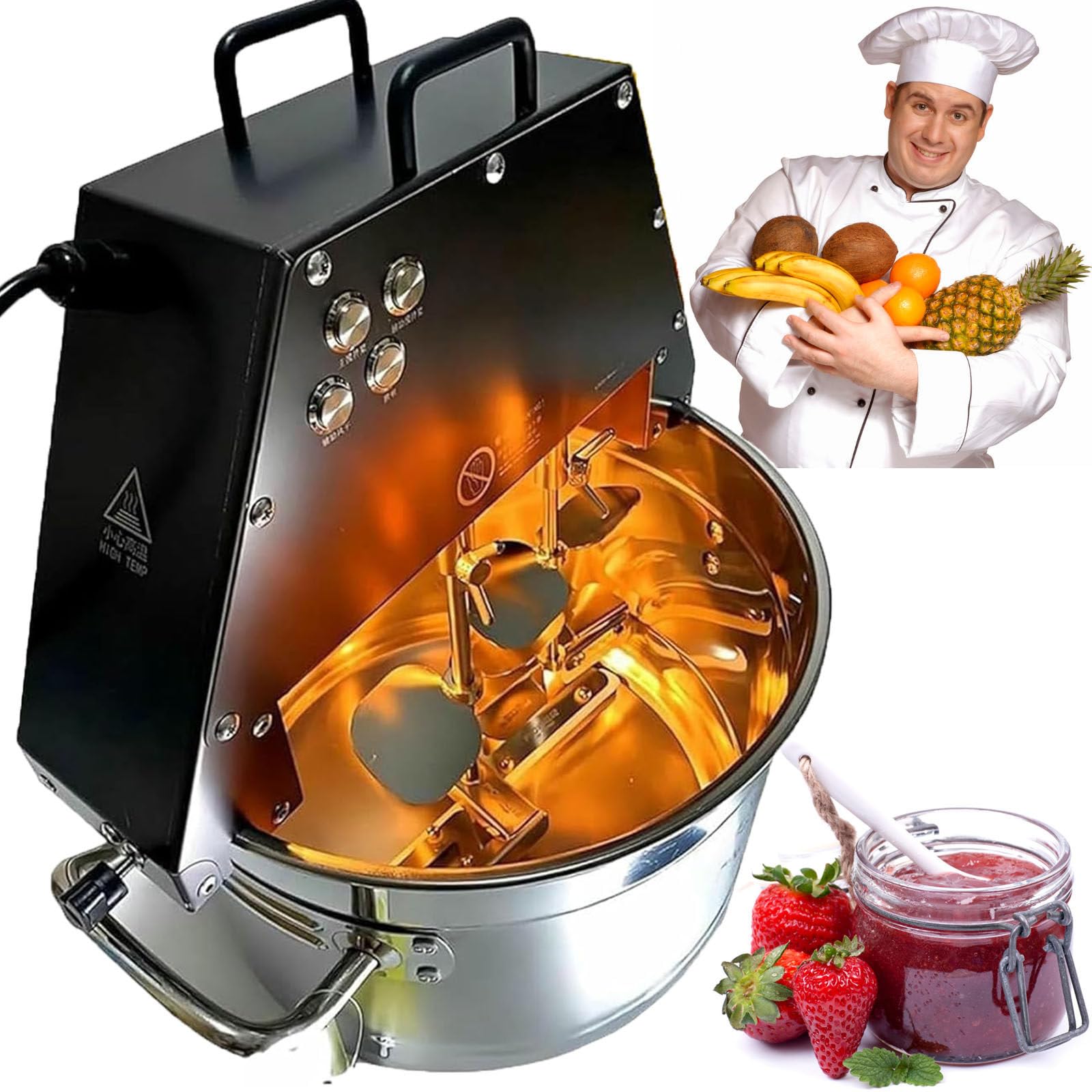 Ylpddmm Multicolor Electric Food Stirrer Pot, Barrel Volume 10L, Stirring Speed Adjustable