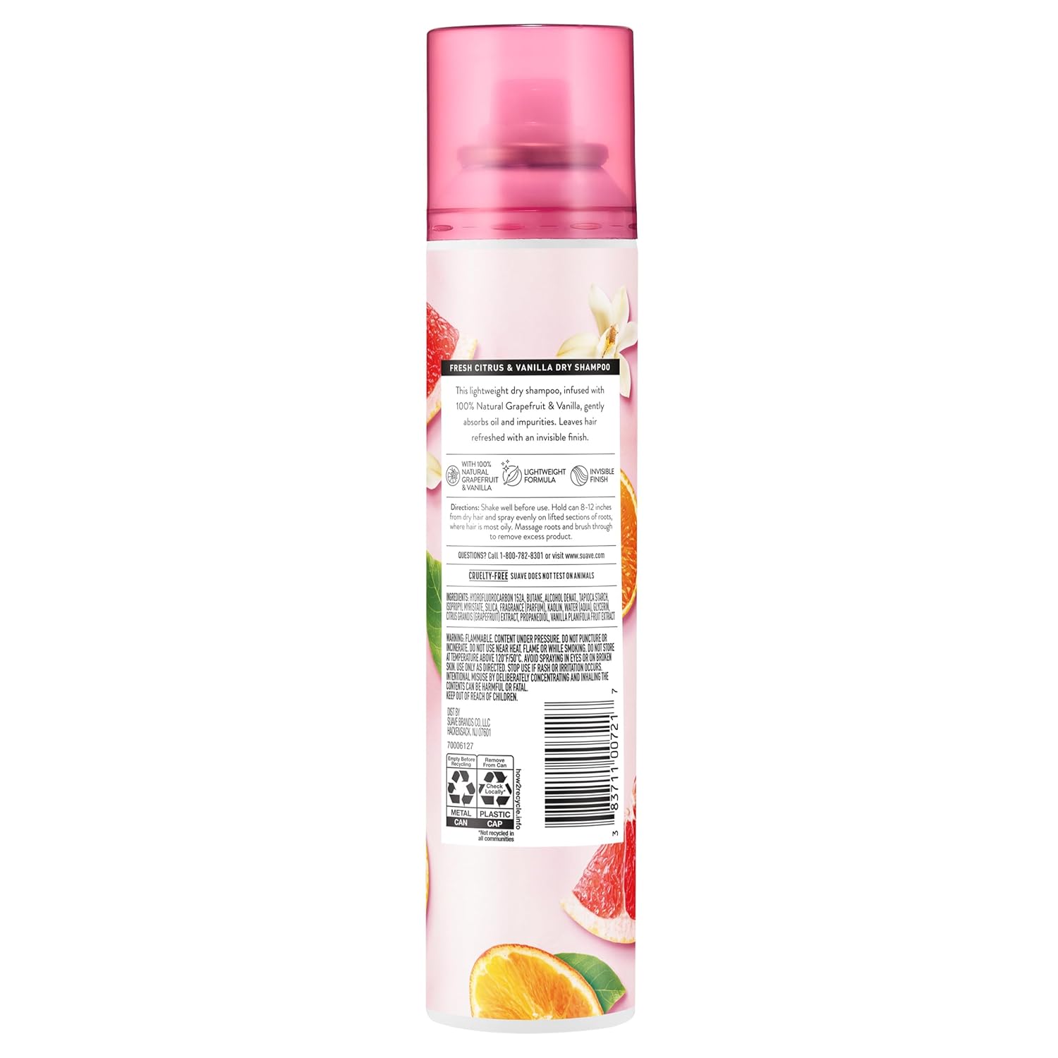 Suave Dry Shampoo For Women, Fresh Citrus & Vanilla Scent, Instantly Refreshes Hair, Absorbs Oil & Dirt, Lightweight, Invisible Formula, 12 Count, 4.3 OZ