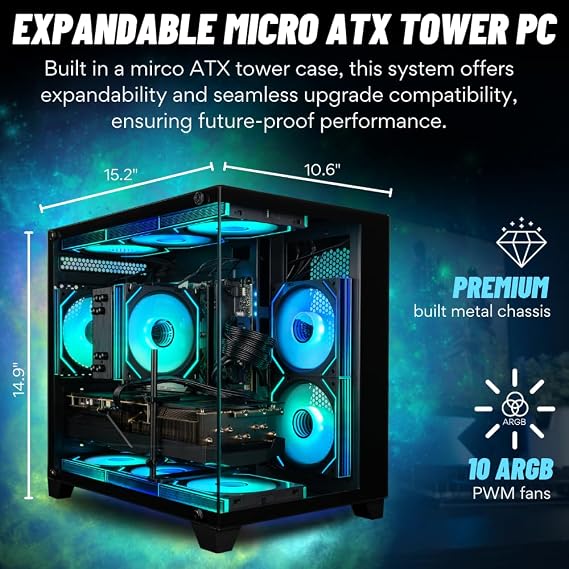 Panorama RTX 5080, Ryzen 7 7800X3D, 32GB DDR5 RAM, 2TB NVMe Gen4 SSD, Windows 11 Pro, RGB Keyboard+Mouse, WiFi 6E + BT, RJ45, HDMI, Prebuilt Gaming Tower Desktop PC for Gamers