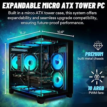 Panorama RTX 5080, Ryzen 7 7800X3D, 32GB DDR5 RAM, 2TB NVMe Gen4 SSD, Windows 11 Pro, RGB Keyboard+Mouse, WiFi 6E + BT, RJ45, HDMI, Prebuilt Gaming Tower Desktop PC for Gamers