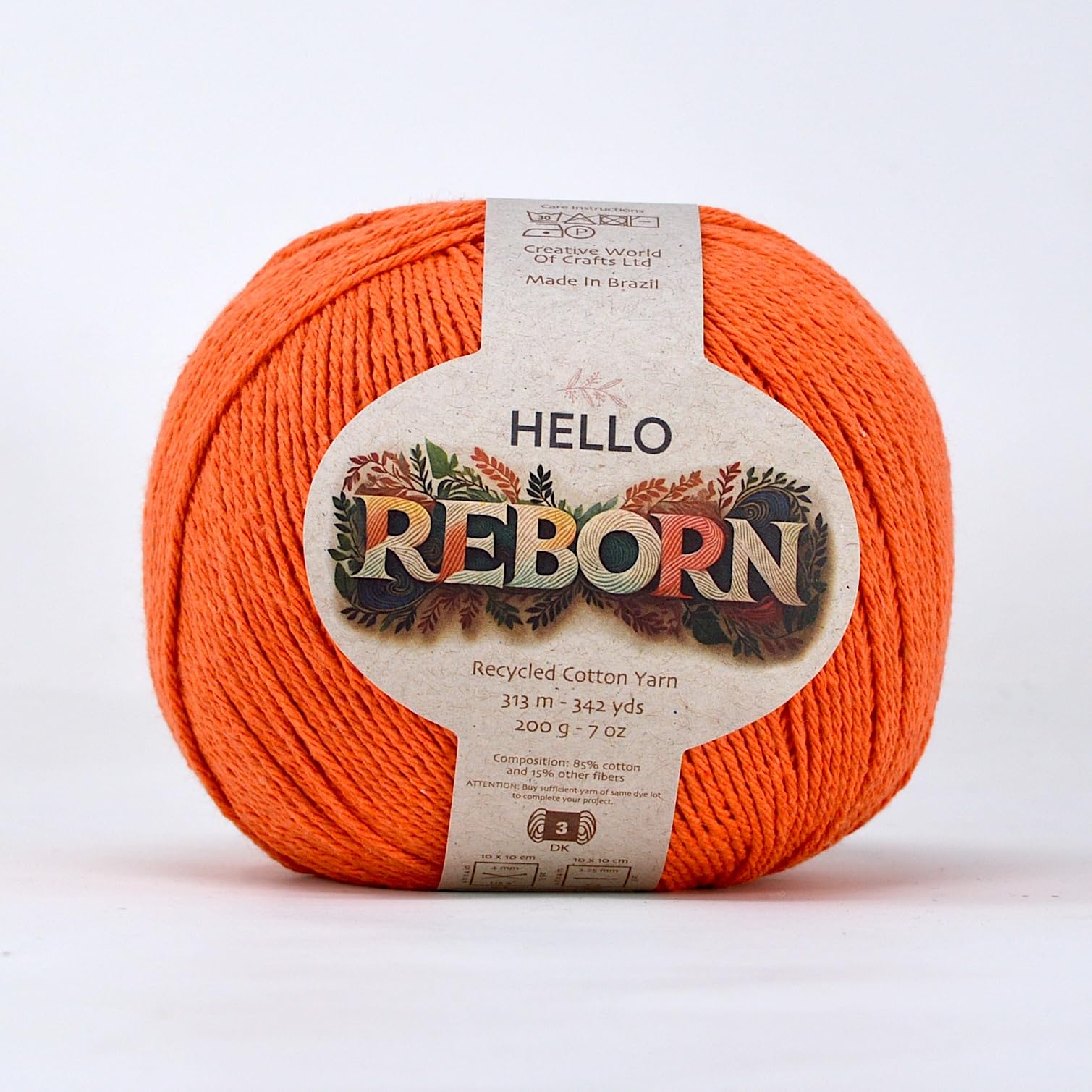 Reborn Recycled Cotton - Pumpkin - 200g DK Crochet/Knitting Yarn